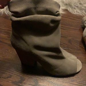 Open toe booties.